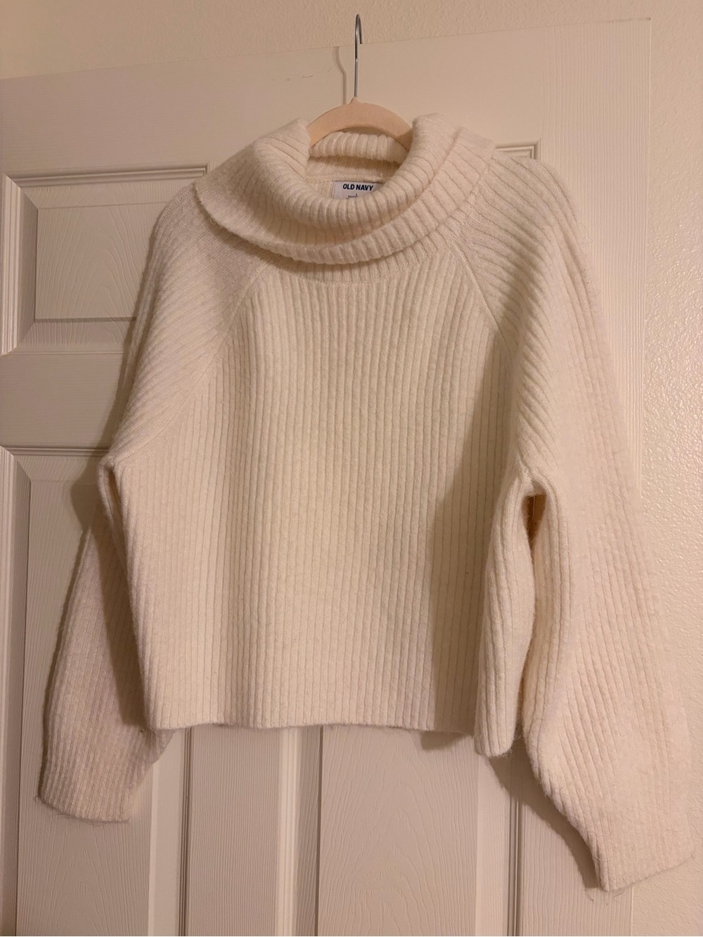 Old Navy Ivory Ribbed Cowl Neck Sweater
